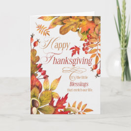 Thanksgiving Blessings Autumn Leaves Acorns Feestdagen Kaart