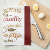 Thanksgiving Blessings Burgundy Kitchen Towel Theedoek (Quarter Fold)