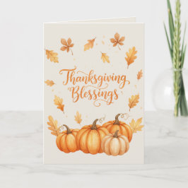 Thanksgiving Blessings Card – Cozy Autumn Watercol Kaart