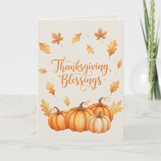 Thanksgiving Blessings Card – Cozy Autumn Watercol Kaart (Voorkant)
