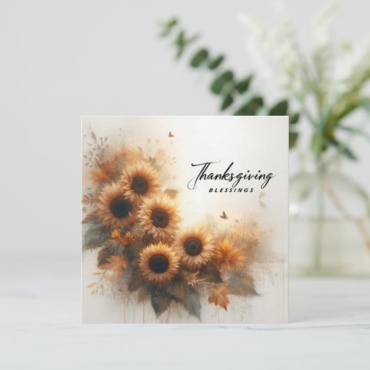 Thanksgiving Blessings Kaart (Staand voorkant)
