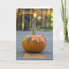 Thanksgiving Blessings Oranje pomkin Feestdagen Kaart