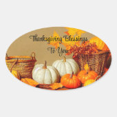Thanksgiving Blessings Ovaal Sticker (Voorkant)