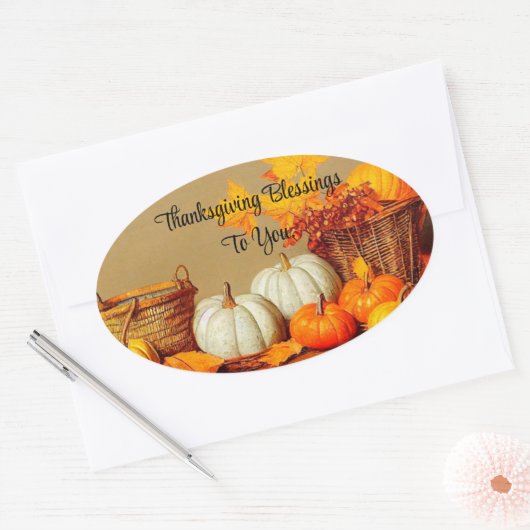 Thanksgiving Blessings Ovaal Sticker (Envelop)