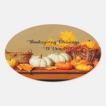 Thanksgiving Blessings Ovaal Sticker
