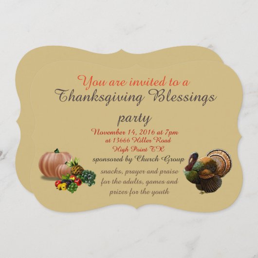 Thanksgiving Blessings Party Kaart (Voorkant / Achterkant)