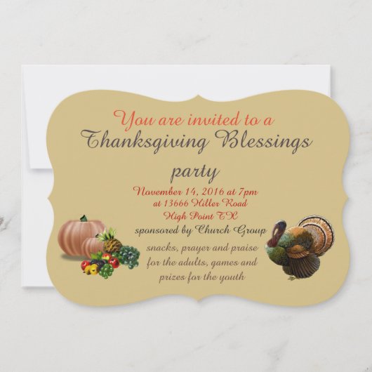 Thanksgiving Blessings Party Kaart (Voorkant)