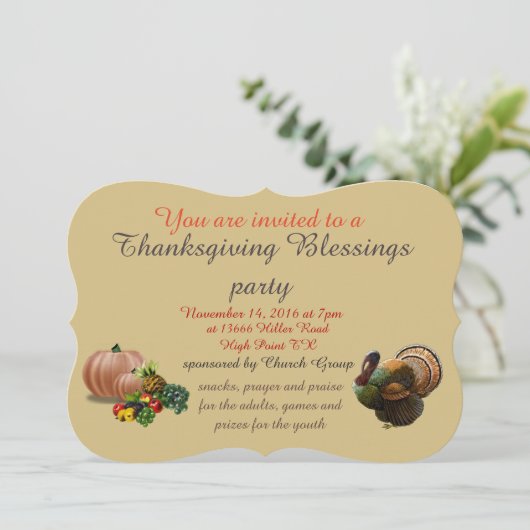 Thanksgiving Blessings Party Kaart (Staand voorkant)