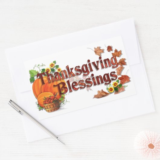 Thanksgiving Blessings Rechthoekige Sticker (Envelop)