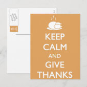 Thanksgiving Blijf kalm en geef Bedankt Turkije Feestdagenkaart (Voorkant / Achterkant)