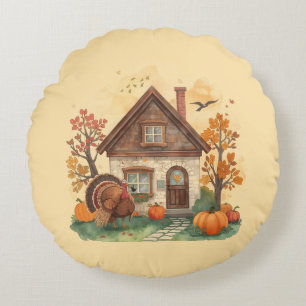 Thanksgiving Bliss en het land Home Round Pill Rond Kussen