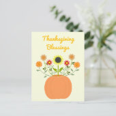 Thanksgiving Bloemen in Pompoen Custom Briefkaart (Staand voorkant)