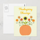 Thanksgiving Bloemen in Pompoen Custom Briefkaart (Voorkant / Achterkant)