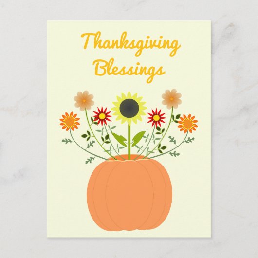 Thanksgiving Bloemen in Pompoen Custom Briefkaart (Voorkant)