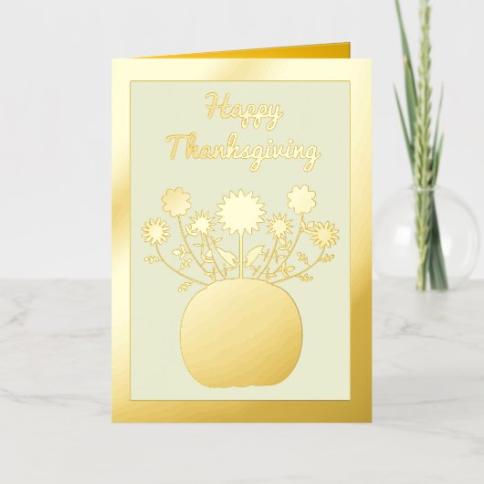 Thanksgiving Bloemen in Pompoen Custom Folie Wenskaart (Voorkant)