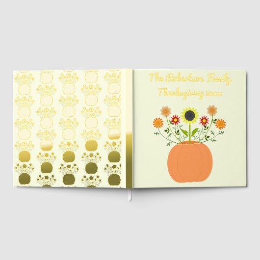 Thanksgiving Bloemen in Pompoen Custom Gastenboek (Volledig)
