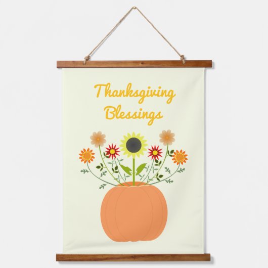 Thanksgiving Bloemen in Pompoen Custom Hangend Wandkleed (Voorkant)