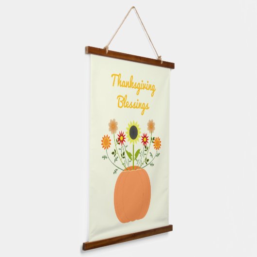 Thanksgiving Bloemen in Pompoen Custom Hangend Wandkleed (Gebogen)