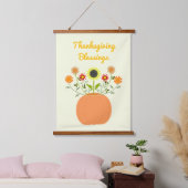 Thanksgiving Bloemen in Pompoen Custom Hangend Wandkleed (Slaapkamer)