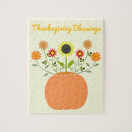 Thanksgiving Bloemen in Pompoen Custom Legpuzzel (Verticaal)