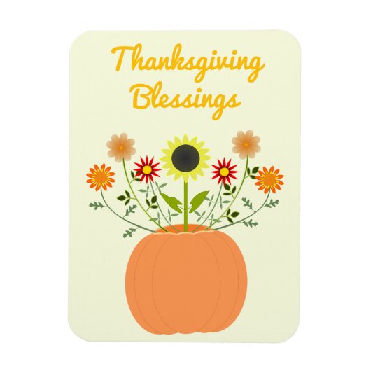 Thanksgiving Bloemen in Pompoen Custom Magneet (Verticaal)