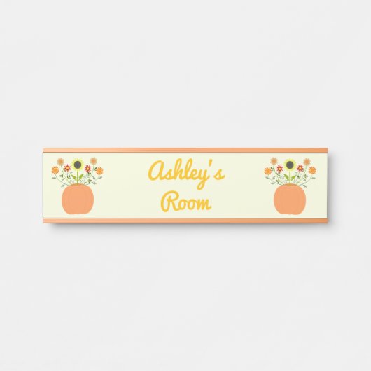 Thanksgiving Bloemen in Pompoen Custom Naam Deurbordje (Voorkant)