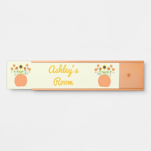 Thanksgiving Bloemen in Pompoen Custom Naam Deurbordje (Voorkant)
