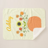 Thanksgiving Bloemen in Pompoen Custom Naam Sherpa Deken (Voorkant (horizontaal))