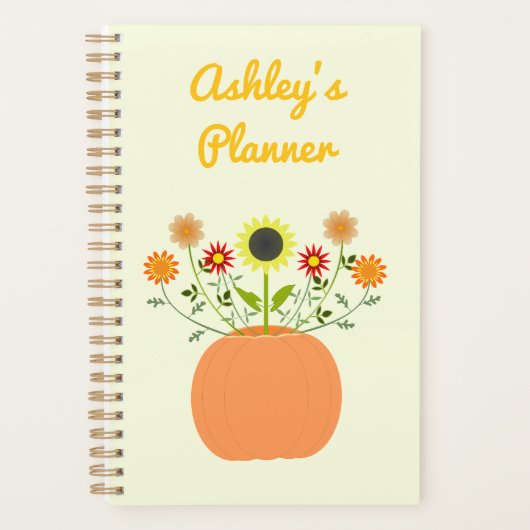 Thanksgiving Bloemen in Pompoen Custom Planner (Voorkant)