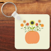 Thanksgiving Bloemen in Pompoen Custom Sleutelhanger (Voorkant)