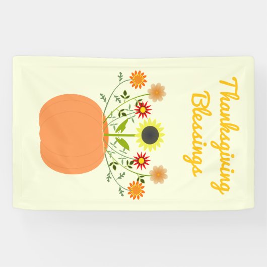 Thanksgiving Bloemen in Pompoen Custom Spandoek (Horizontaal)