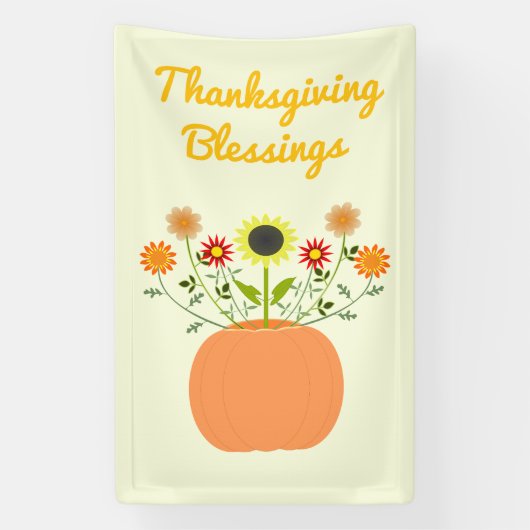 Thanksgiving Bloemen in Pompoen Custom Spandoek (Verticaal)