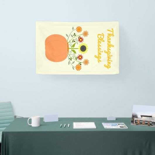 Thanksgiving Bloemen in Pompoen Custom Spandoek (Beurs)
