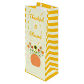 Thanksgiving Bloemen in Pompoen Custom Wijn Cadeautas (Achterkant Gekanteld)