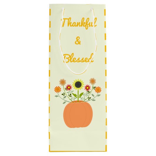 Thanksgiving Bloemen in Pompoen Custom Wijn Cadeautas (Achterkant)