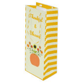 Thanksgiving Bloemen in Pompoen Custom Wijn Cadeautas (Voorkant Gekanteld)