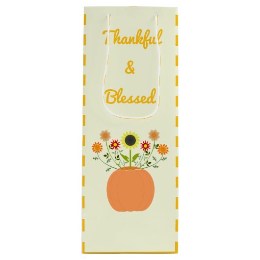 Thanksgiving Bloemen in Pompoen Custom Wijn Cadeautas (Voorkant)