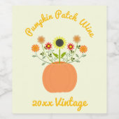 Thanksgiving Bloemen in Pompoen Custom Wijn Etiket (Enkel label)