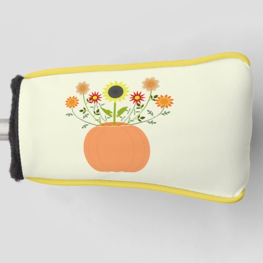 Thanksgiving bloemen in pompoen golfheadcover (Voorkant)