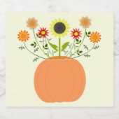 Thanksgiving bloemen in pompoen likeurfles etiket (Enkel label)