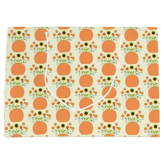 Thanksgiving Bloemen in Pompoen Patroon Groot Cadeauzakje (Voorkant)