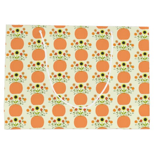 Thanksgiving Bloemen in Pompoen Patroon Groot Cadeauzakje (Achterkant)