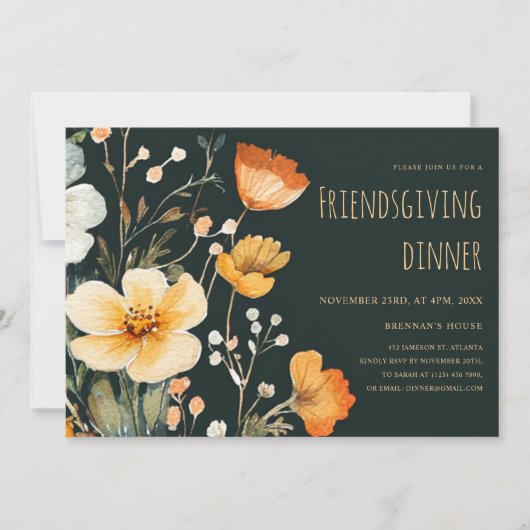 Thanksgiving Bloemen Rustiek Vriendschapsdiner Kaart (Voorkant)