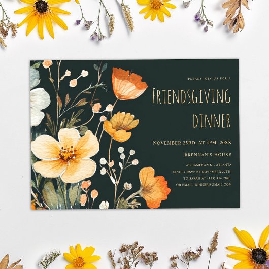Thanksgiving Bloemen Rustiek Vriendschapsdiner Kaart