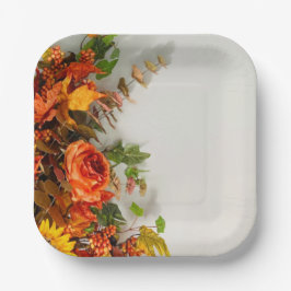 Thanksgiving Bloemen Vierkant Papier Bord