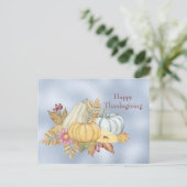 Thanksgiving Blue Pumpkin Gourds Floral Feestdagenkaart (Staand voorkant)