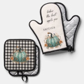 Thanksgiving Blue Pumpkin Rustic Ovenwant & Pannenlap Set (Voorkant / Achterkant)