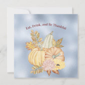Thanksgiving Blue Pumpkins Floral Waterverf Kaart (Voorkant)