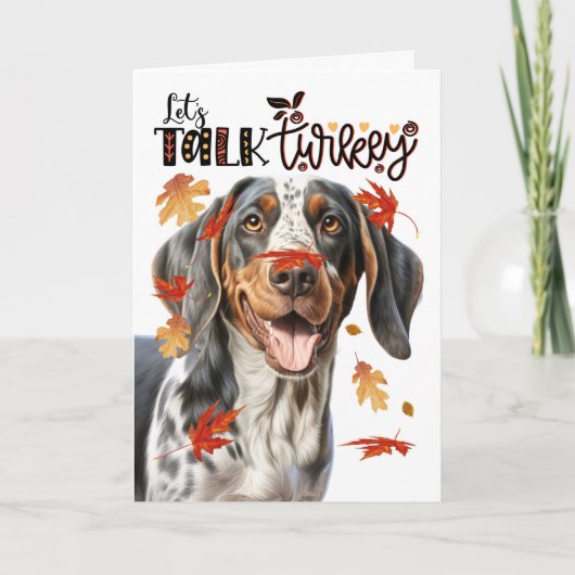 Thanksgiving Bluetick Coonhound Dog Talk Turkije Feestdagen Kaart (Voorkant)
