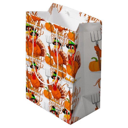 Thanksgiving boer kalkoen medium cadeauzakje (Achterkant Gekanteld)
